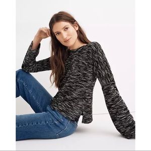 madewell gray button-shoulder wide-sleeve top